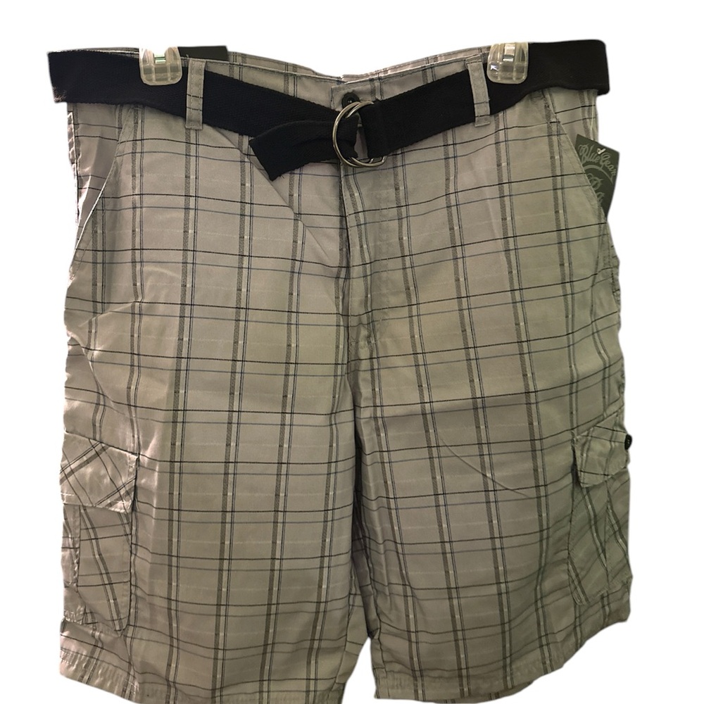 Men's Plaid Cargo Shorts with Belt